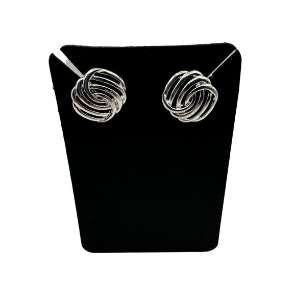 Vintage Silver Knot Clip-On Earrings - Picture 5 of 5